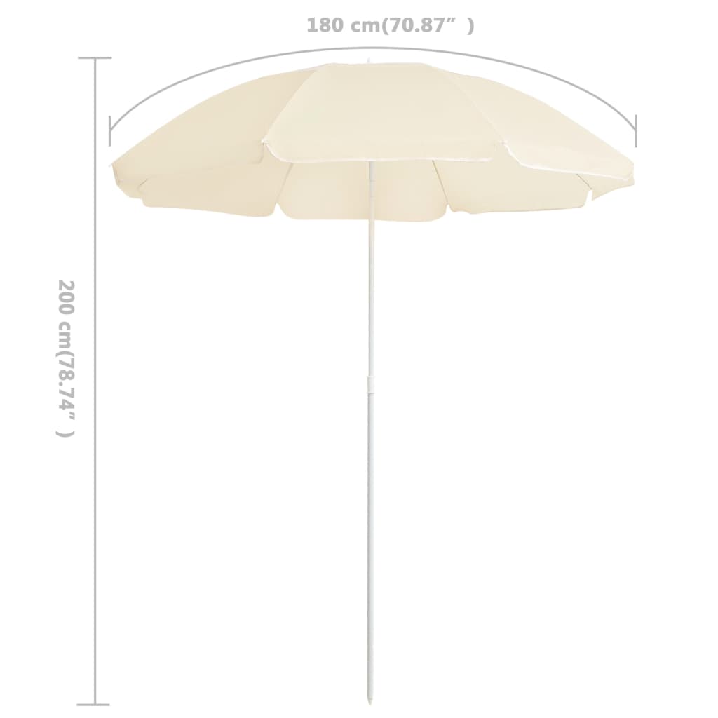 Hageparasoll med stålstang sand 180 cm
