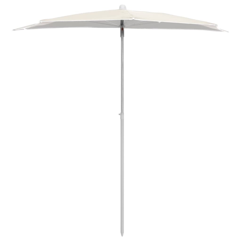 Halvrund parasoll med stang 180x90 cm sand