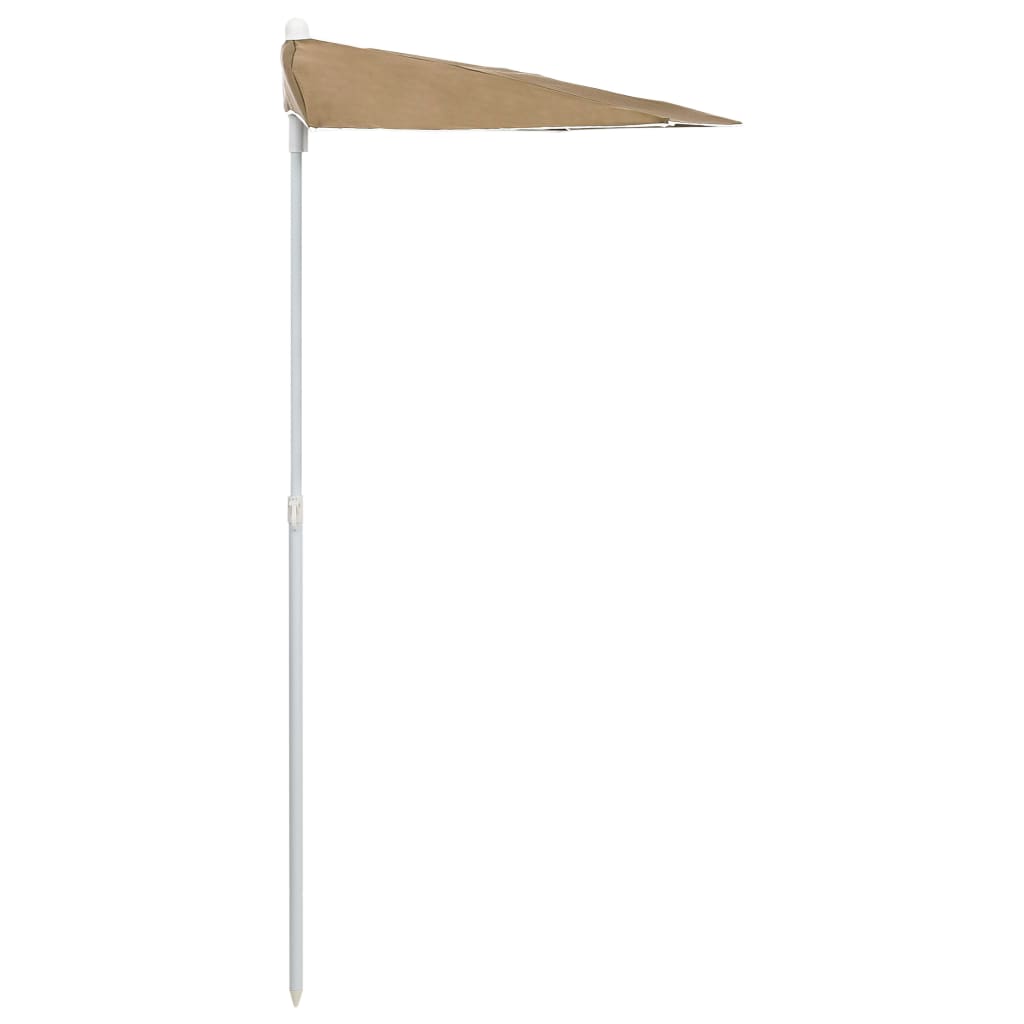 Halvrund parasoll med stang 180x90 cm gråbrun