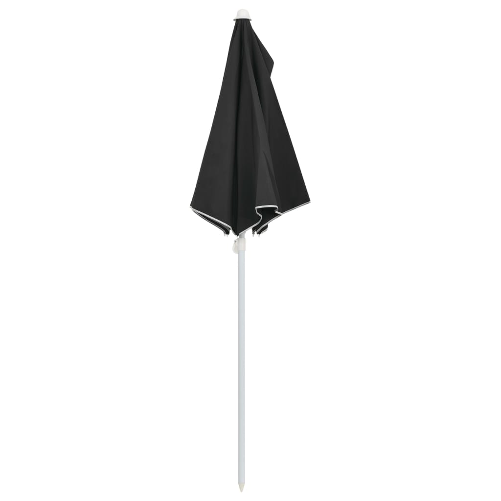 Halvrund parasoll med stang 180x90 cm svart