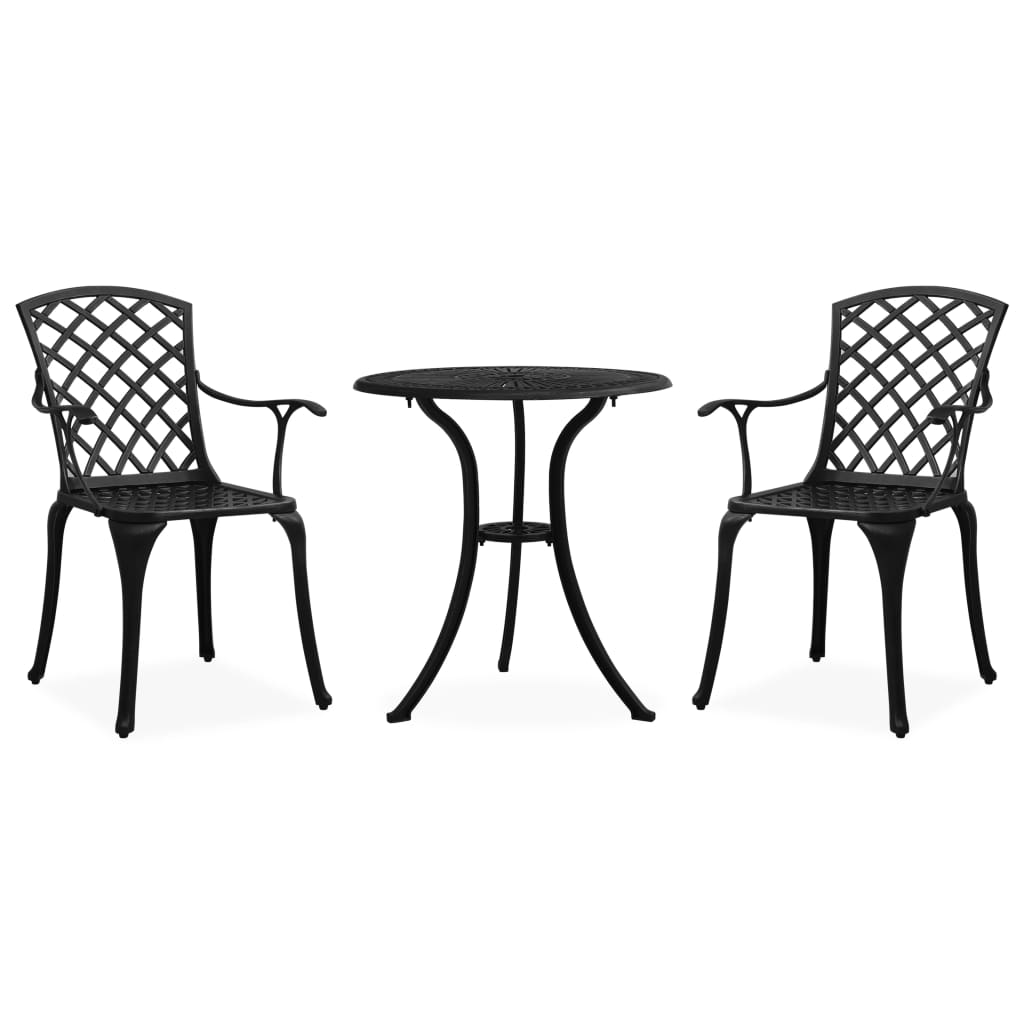 Bistrosett 3 deler støpt aluminium svart