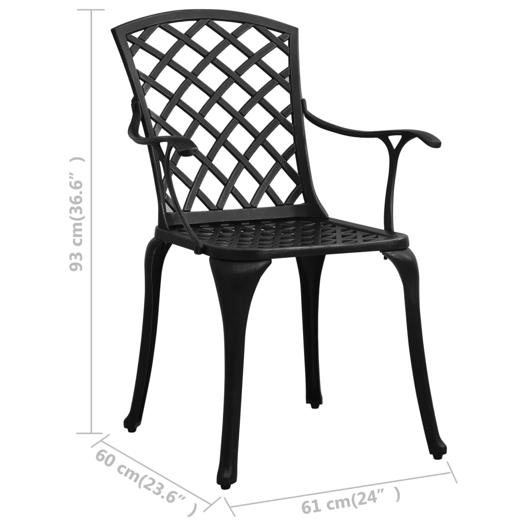 Bistrosett 3 deler støpt aluminium svart