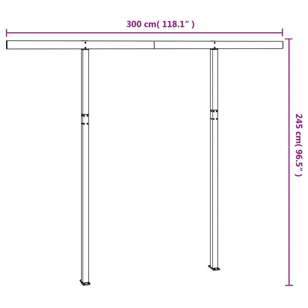 Markisestolpesett antrasitt 300x245 cm jern