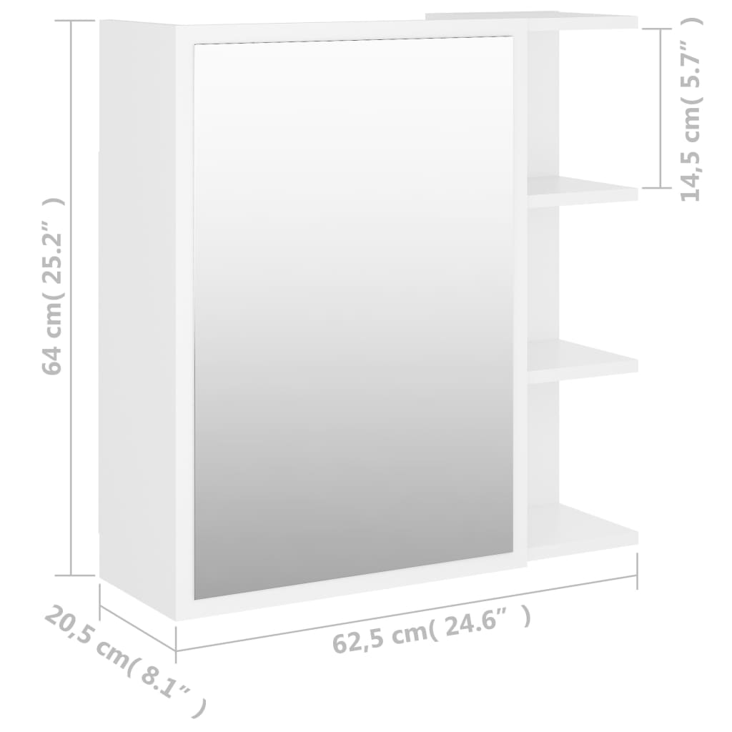 Speilskap til baderom hvit 62,5x20,5x64 cm sponplate