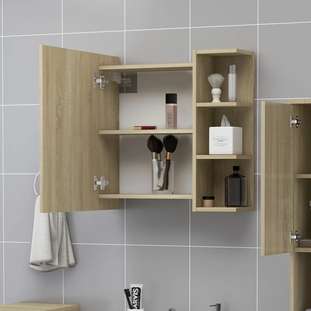 Speilskap til baderom sonoma eik 62,5x20,5x64 cm sponplate