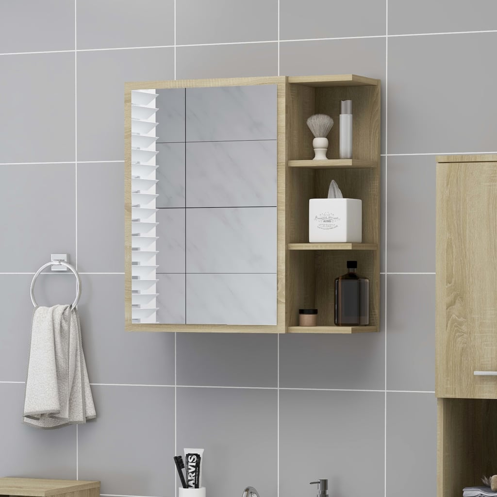Speilskap til baderom sonoma eik 62,5x20,5x64 cm sponplate