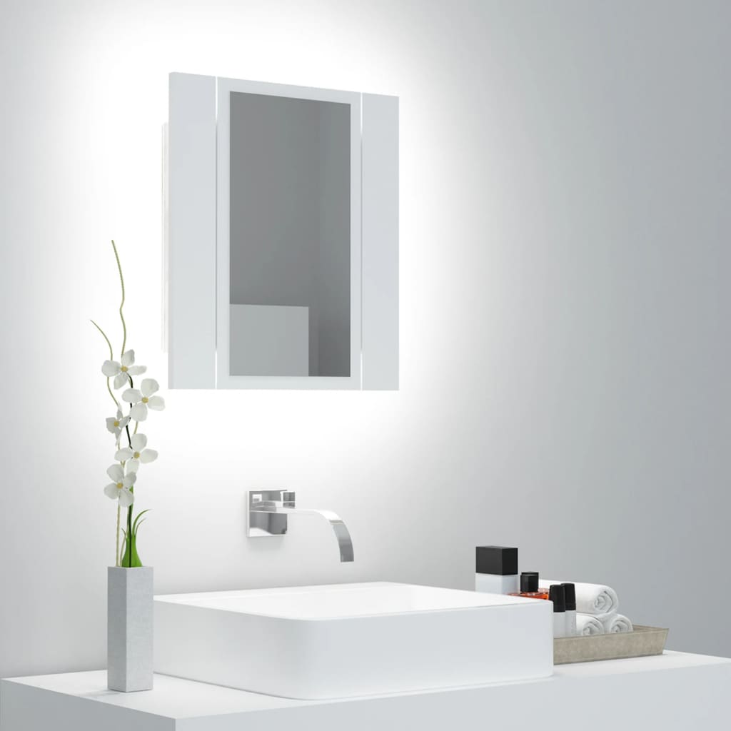 LED-speilskap til baderom hvit 40x12x45 cm akryl