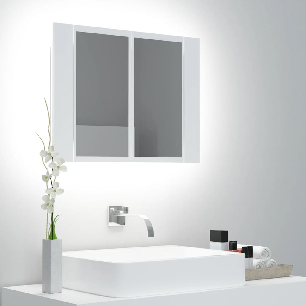 LED-speilskap hvit 60x12x45 cm akryl