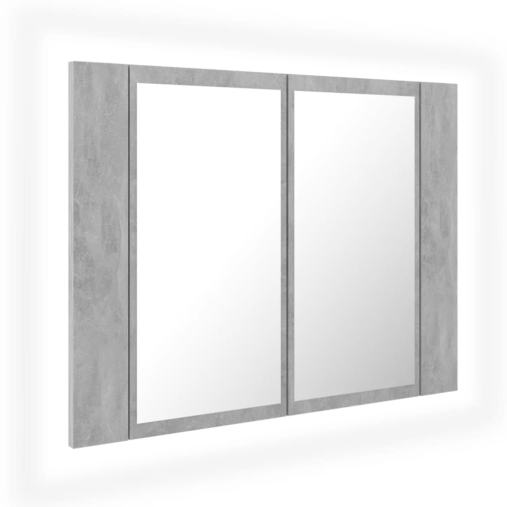 LED-speilskap betonggrå 60x12x45 cm akryl