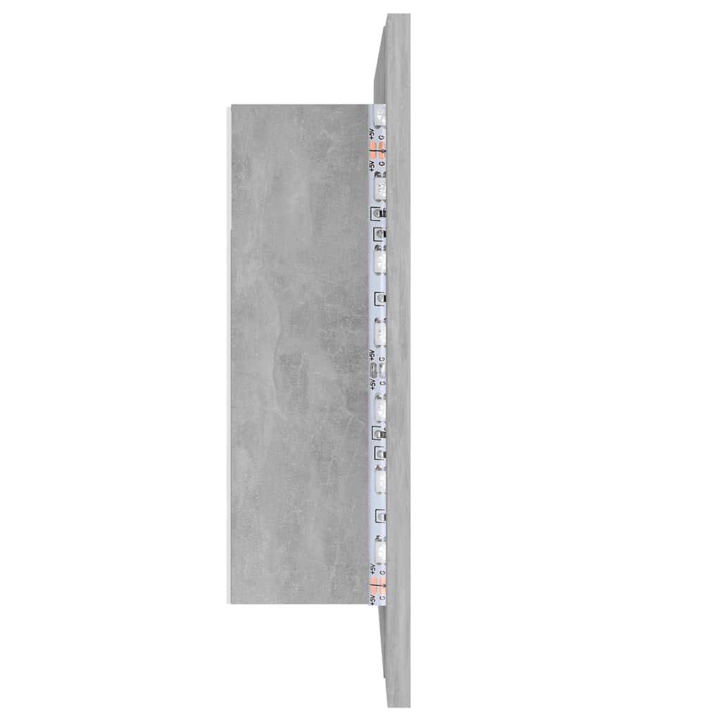 LED-speilskap betonggrå 60x12x45 cm akryl