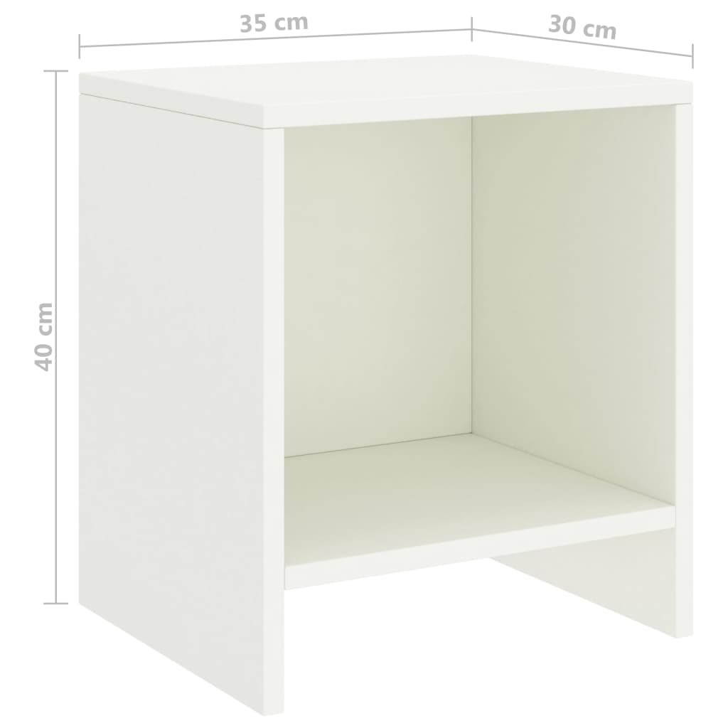Nattbord 2 stk hvit 35x30x40 cm heltre furu