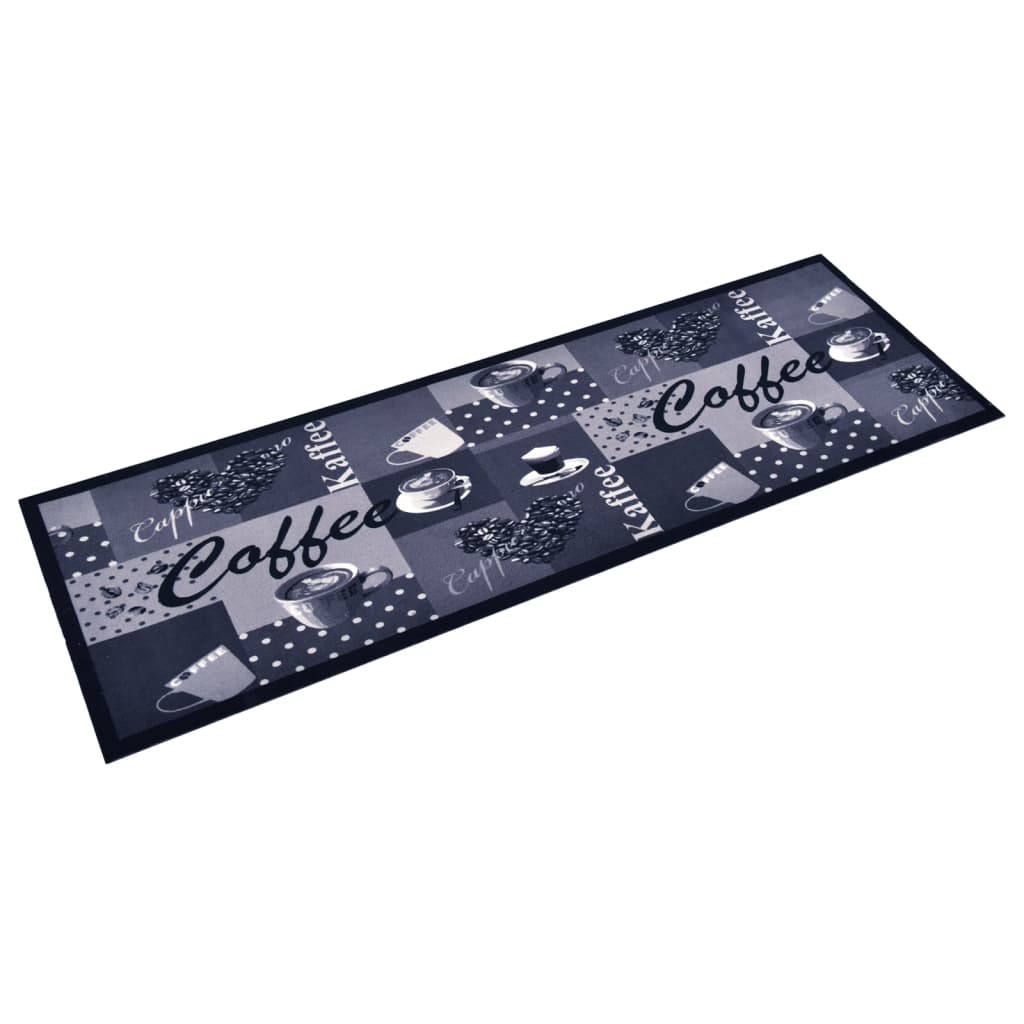Vaskbart kjøkkenteppe kaffe blå 60x180 cm