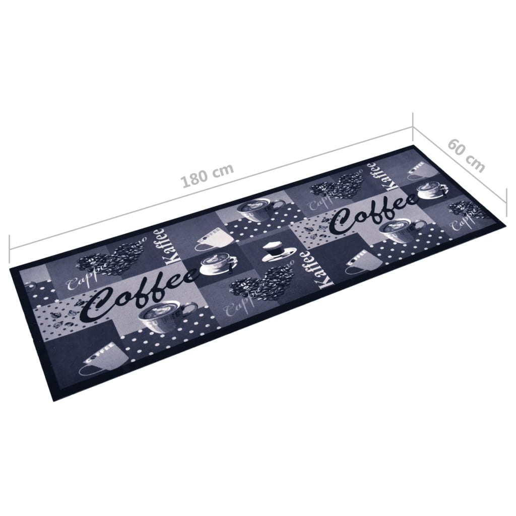 Vaskbart kjøkkenteppe kaffe blå 60x180 cm