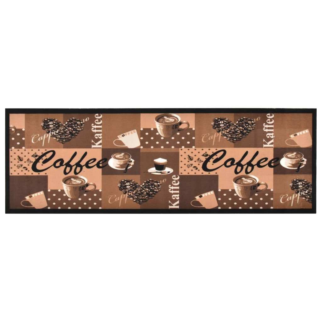 Vaskbart kjøkkenteppe kaffe brun 60x180 cm