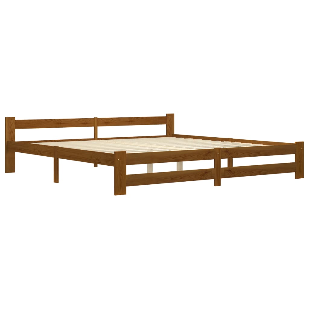 Sengeramme honningbrun heltre furu 200x200 cm
