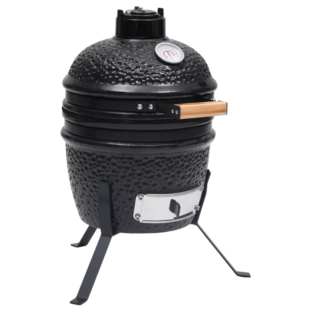 Kullgrill med røyker Kamado keramisk 56 cm svart