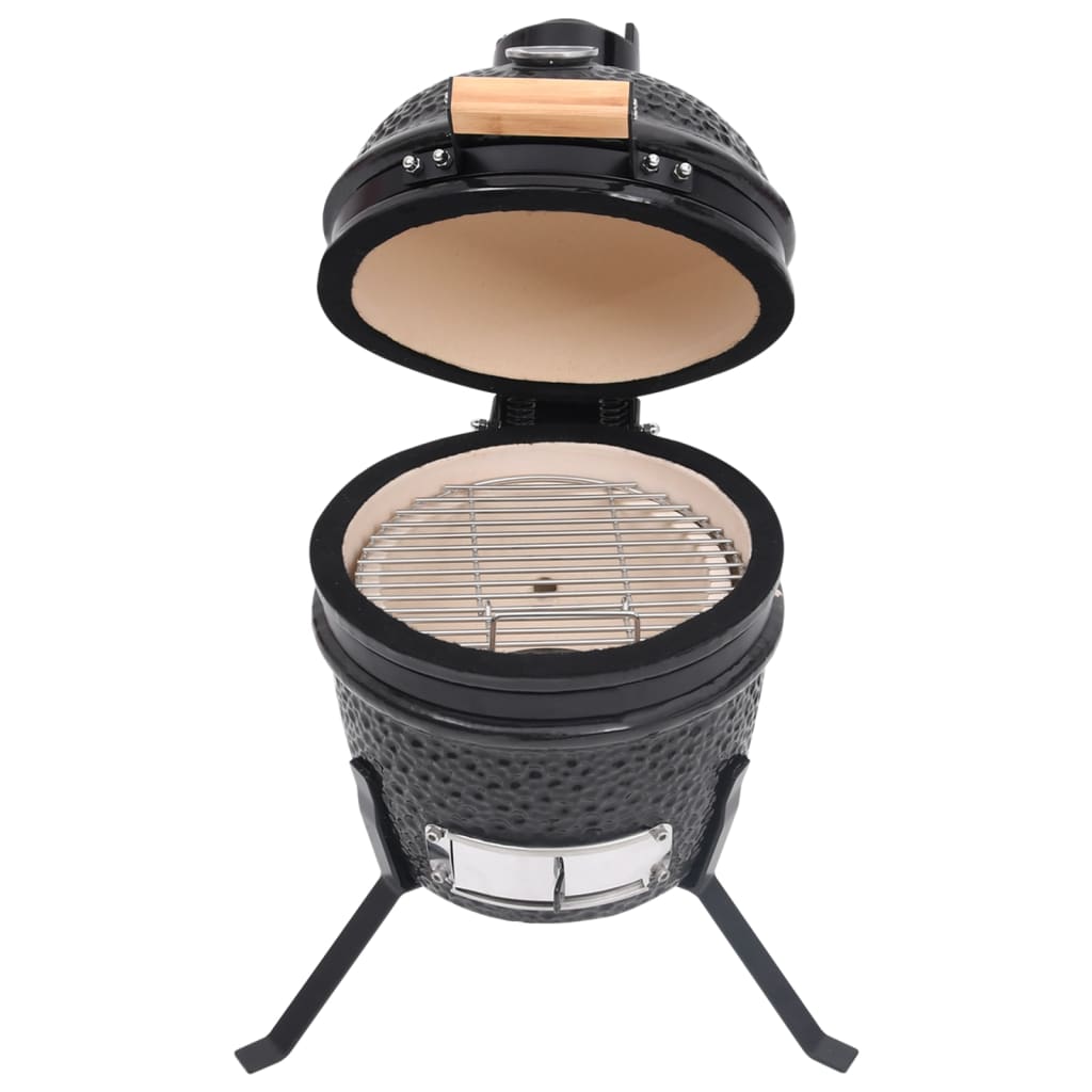 Kullgrill med røyker Kamado keramisk 56 cm svart