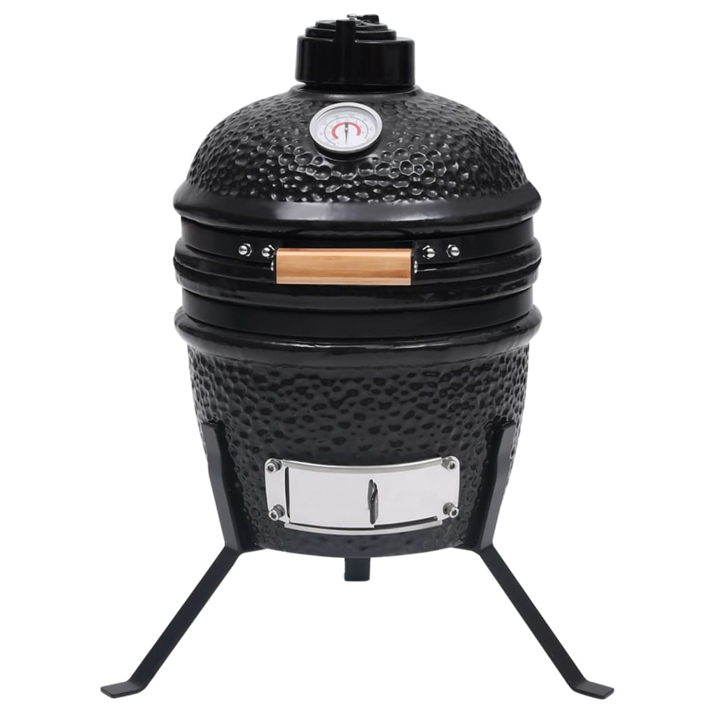 Kullgrill med røyker Kamado keramisk 56 cm svart