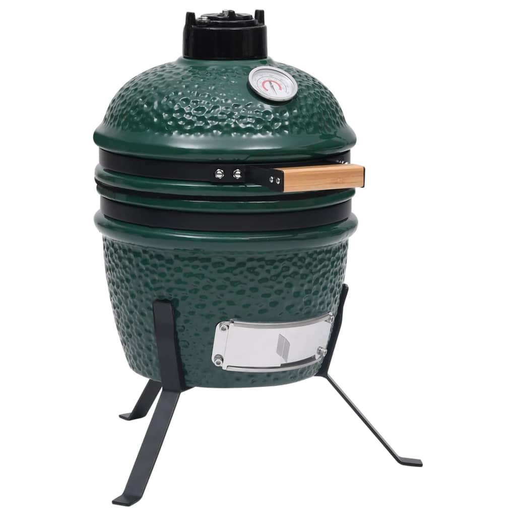 Kullgrill med røyker Kamado keramisk 56 cm grønn