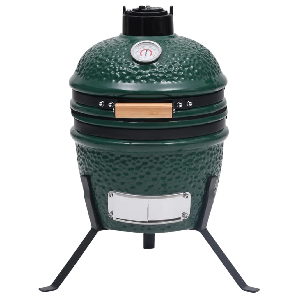 Kullgrill med røyker Kamado keramisk 56 cm grønn