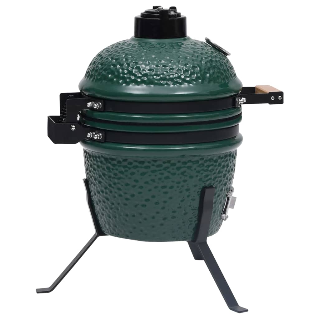 Kullgrill med røyker Kamado keramisk 56 cm grønn