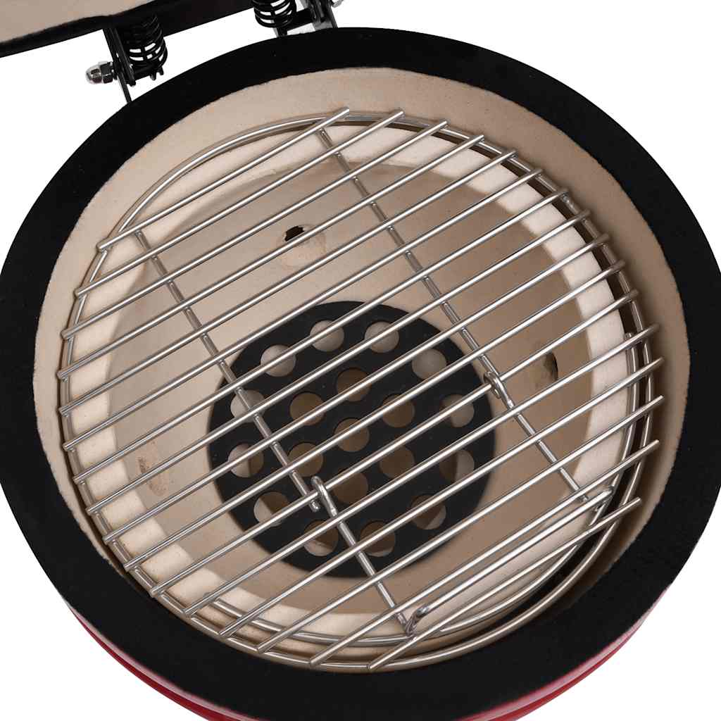 Kullgrill med røyker Kamado keramisk 56 cm rød