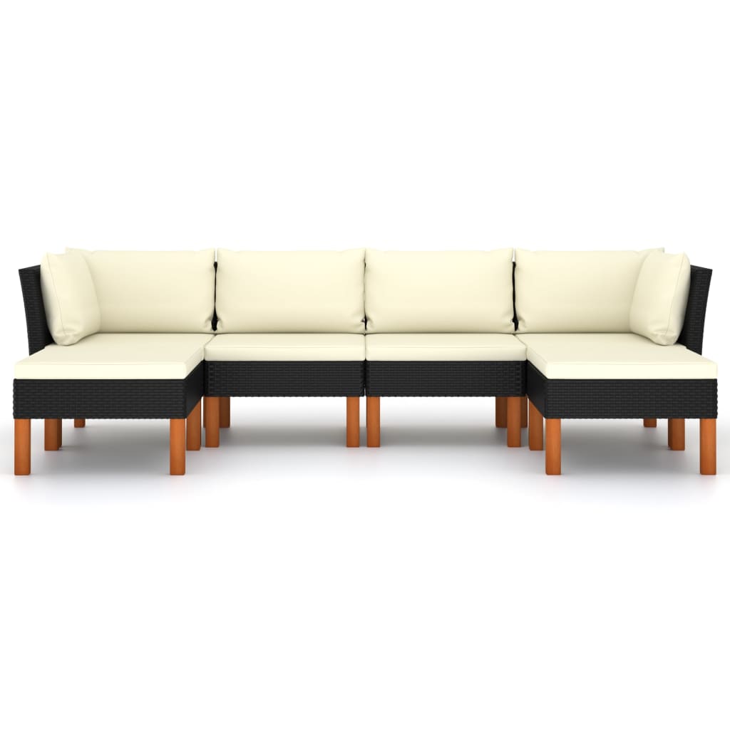 Hagesofagruppe med puter 6 deler polyrotting svart