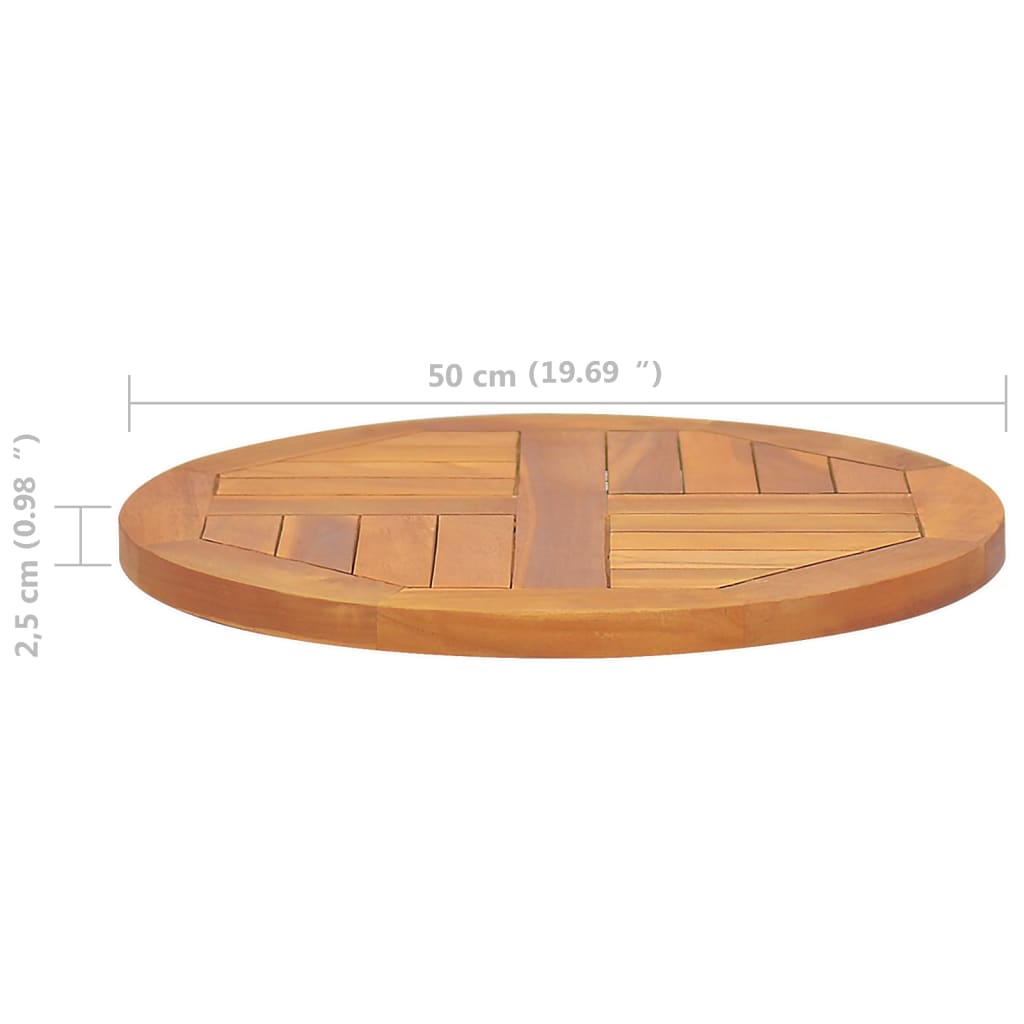 Bordplate heltre teak 2,5 cm 50 cm