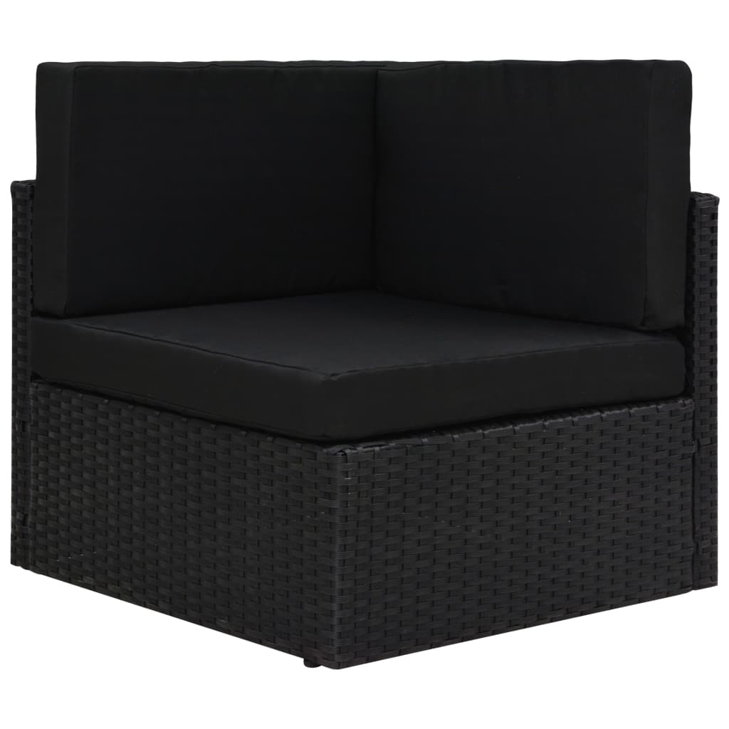 Hagesofagruppe med puter 6 deler polyrotting svart