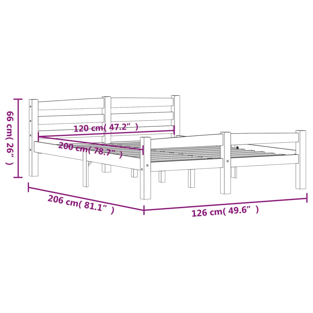 Sengeramme heltre furu 120x200 cm