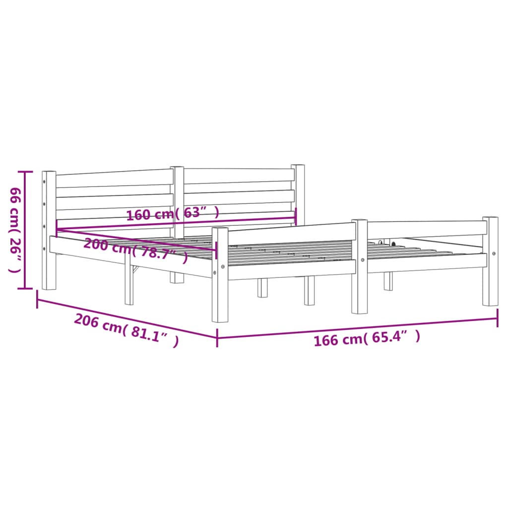 Sengeramme heltre furu 160x200 cm