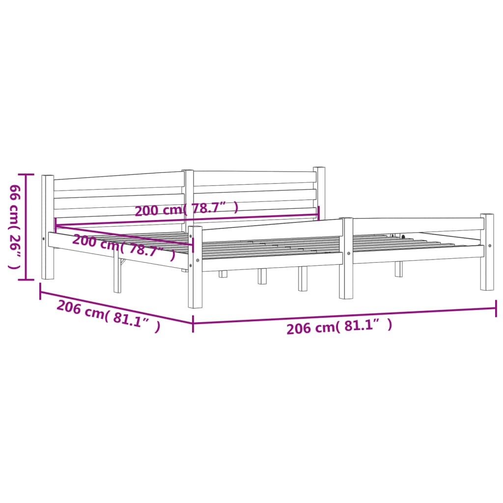 Sengeramme heltre furu 200x200 cm
