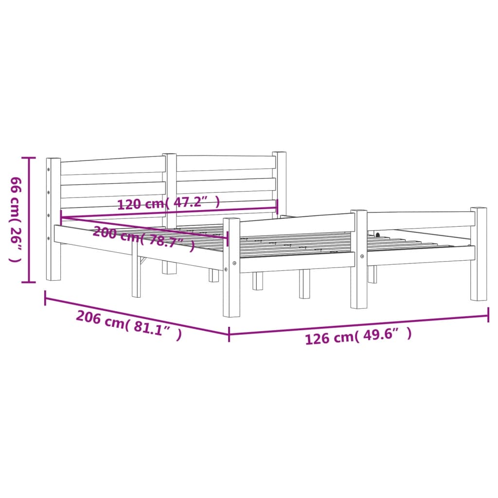 Sengeramme honningbrun heltre furu 120x200 cm