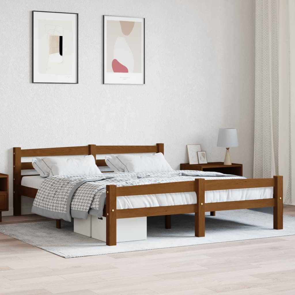 Sengeramme honningbrun heltre furu 160x200 cm