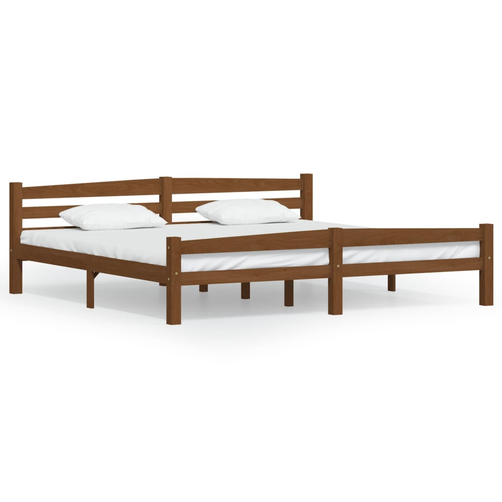 Sengeramme honningbrun heltre furu 200x200 cm