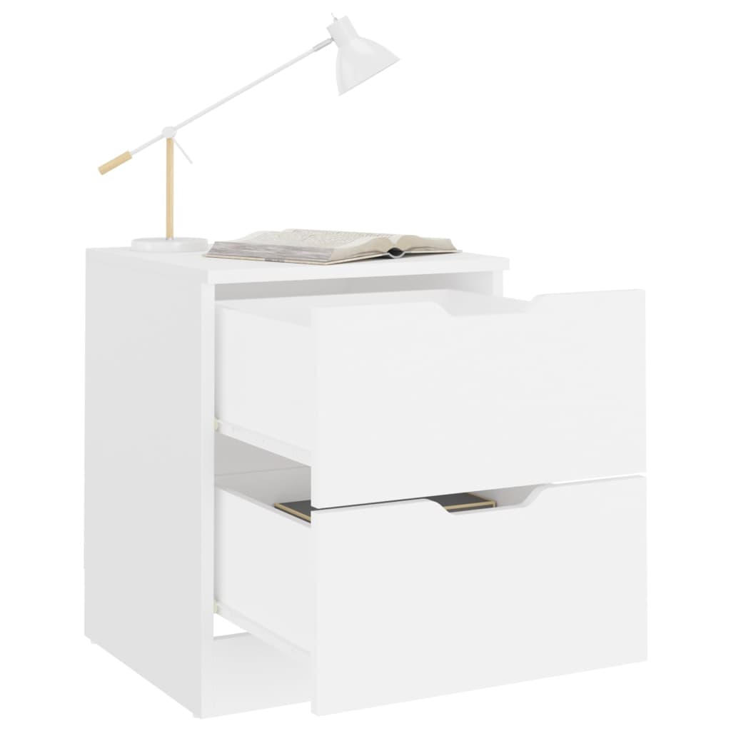 Nattbord 2 stk hvit 40x40x50 cm konstruert tre