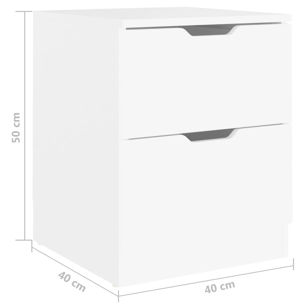 Nattbord 2 stk hvit 40x40x50 cm konstruert tre