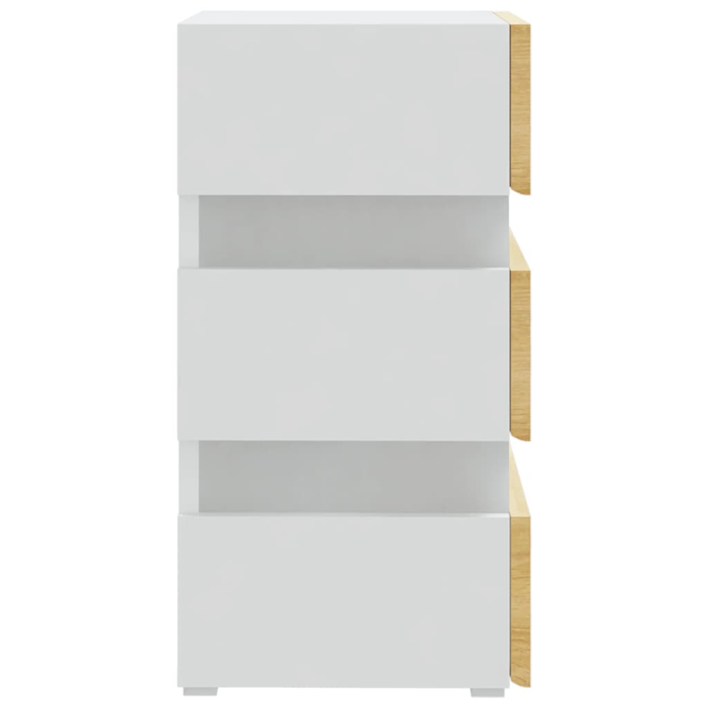 LED-nattbord hvit og sonoma eik 45x35x67 cm konstruert tre