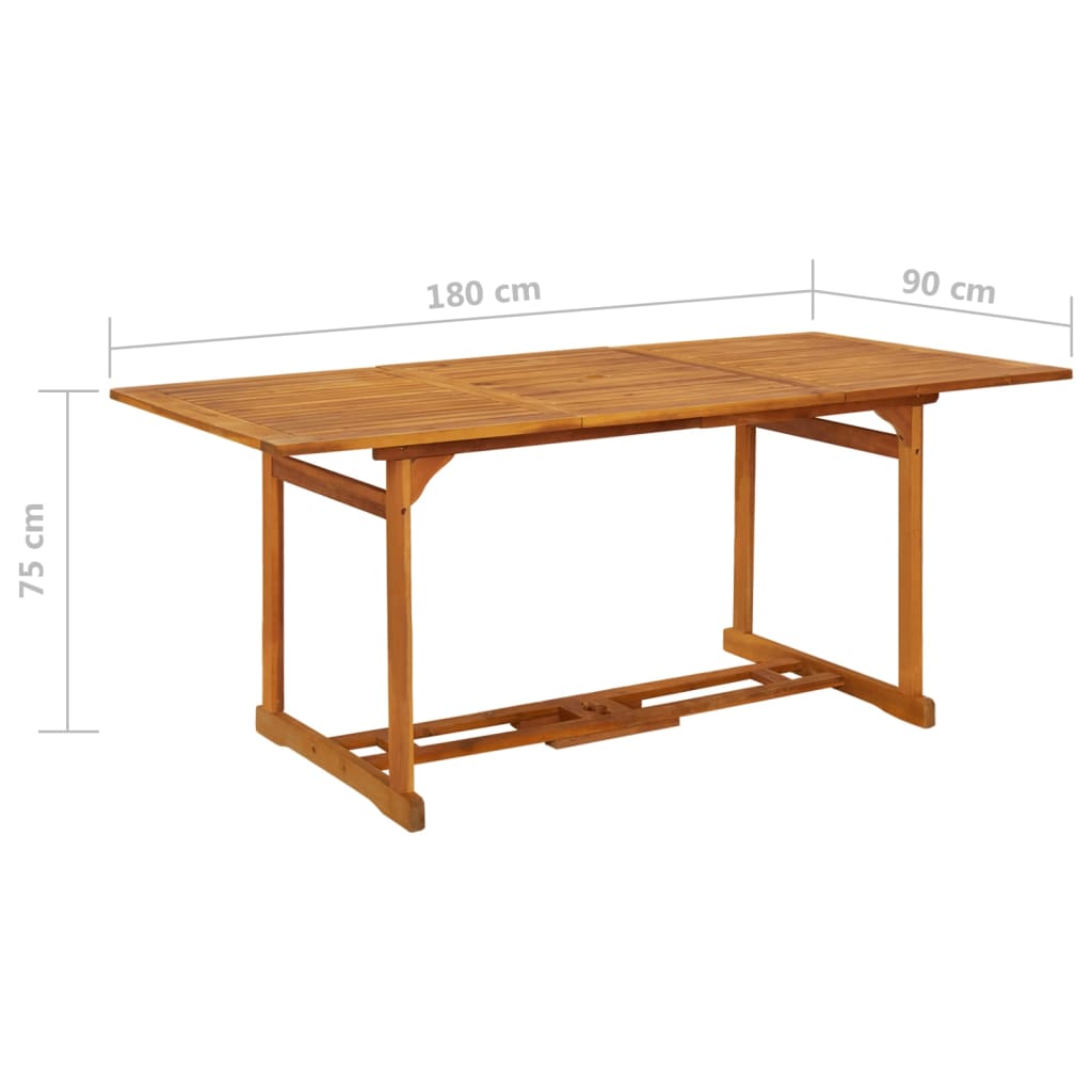 Utendørs spisebord 180x90x75 cm heltre akasie
