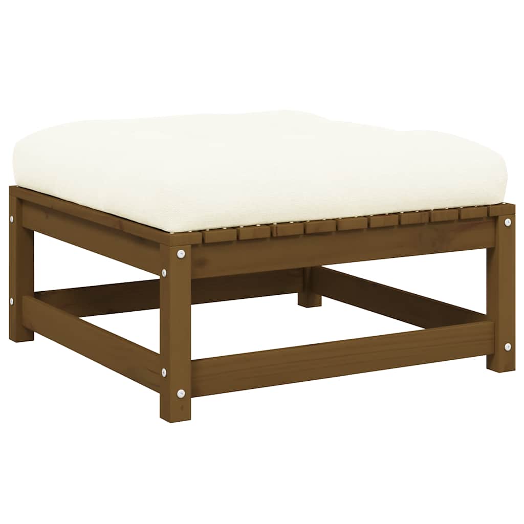 Utendørs fotskammel med pute honningbrun heltre furu