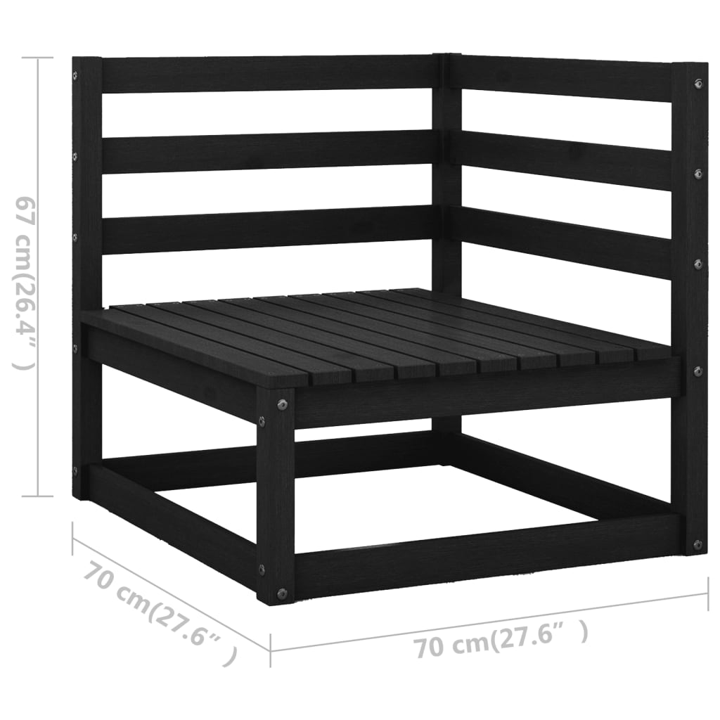 Hagesofa 2-seters med puter svart heltre furu