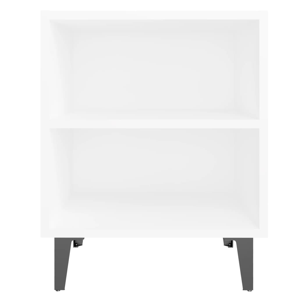 Nattbord med metallben 2 stk hvit 40x30x50 cm