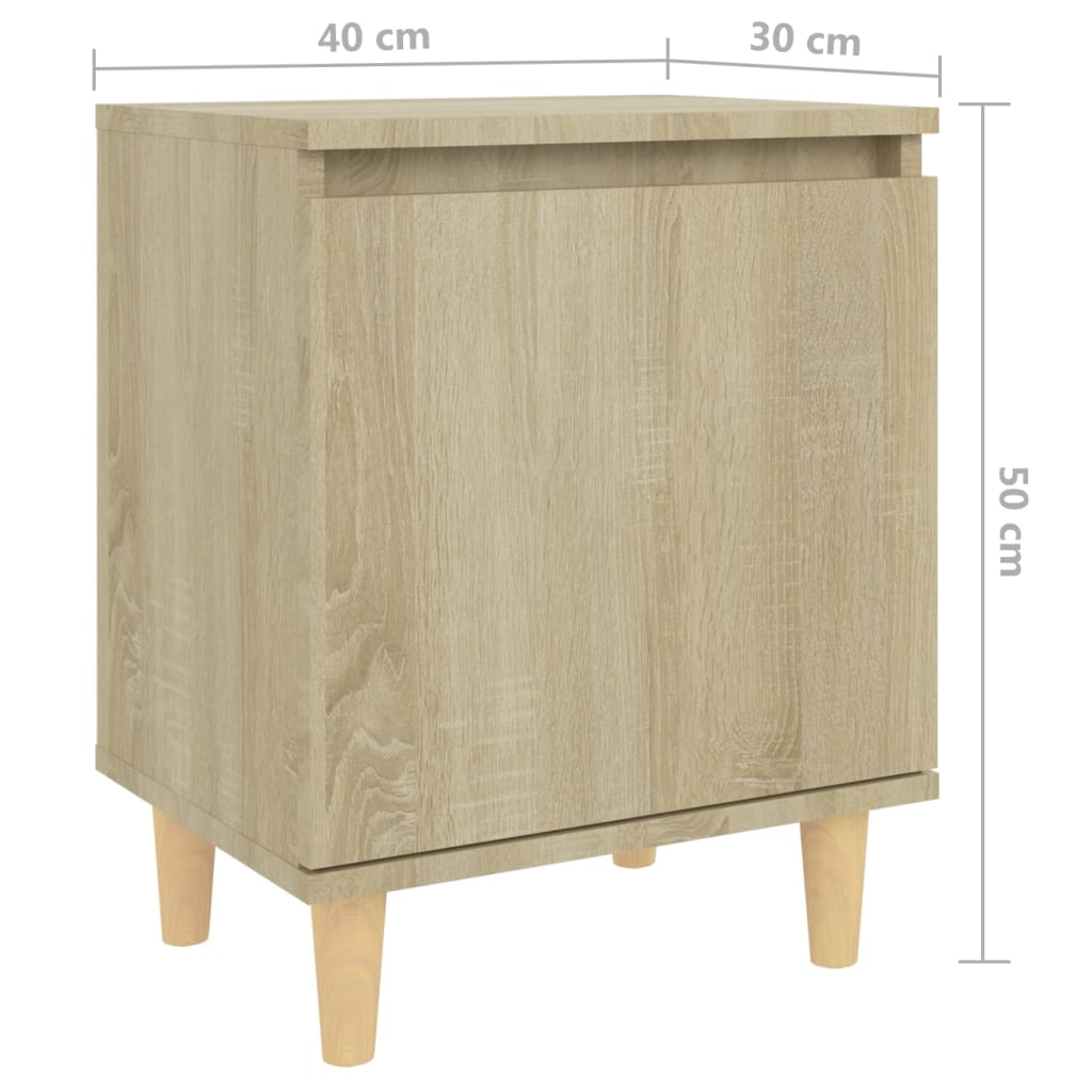 Nattbord med ben i heltre 2 stk sonoma eik 40x30x50 cm