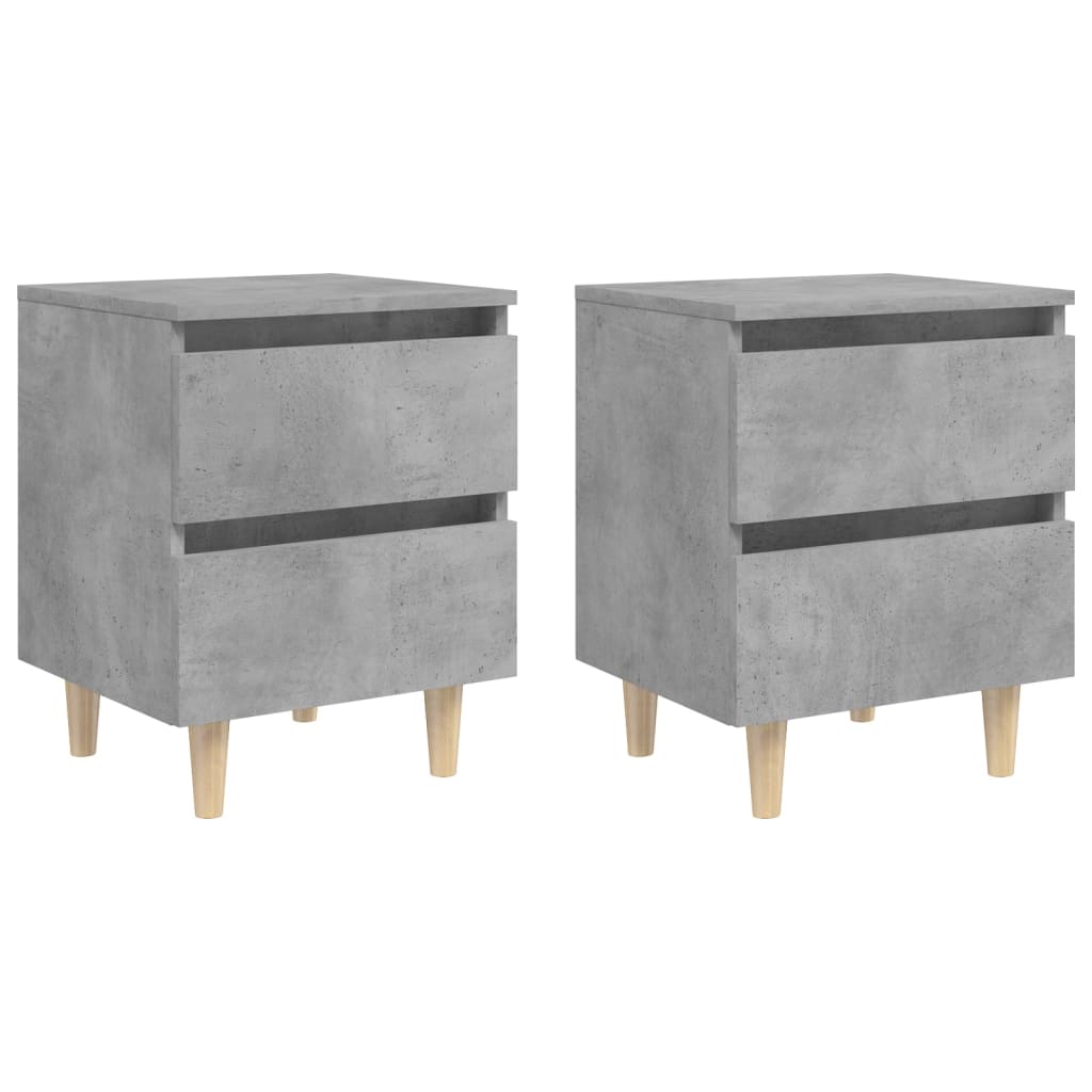 Nattbord & heltre furuben 2 stk betonggrå 40x35x50 cm