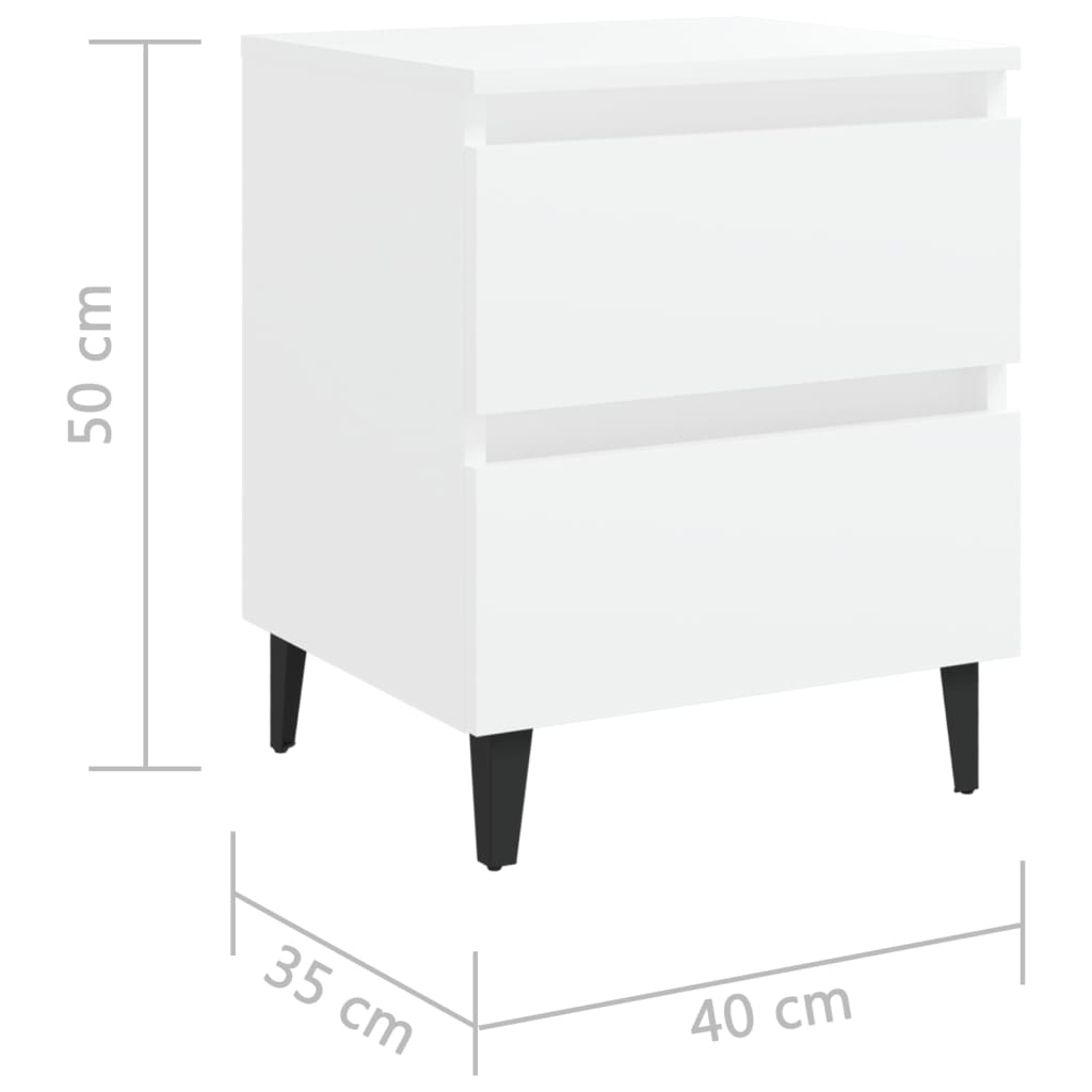 Nattbord hvit 40x35x50 cm konstruert tre