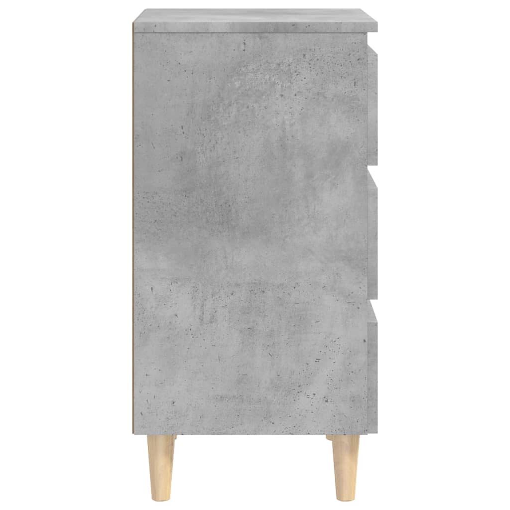 Nattbord med ben i heltre 2 stk betonggrå 40x35x69 cm