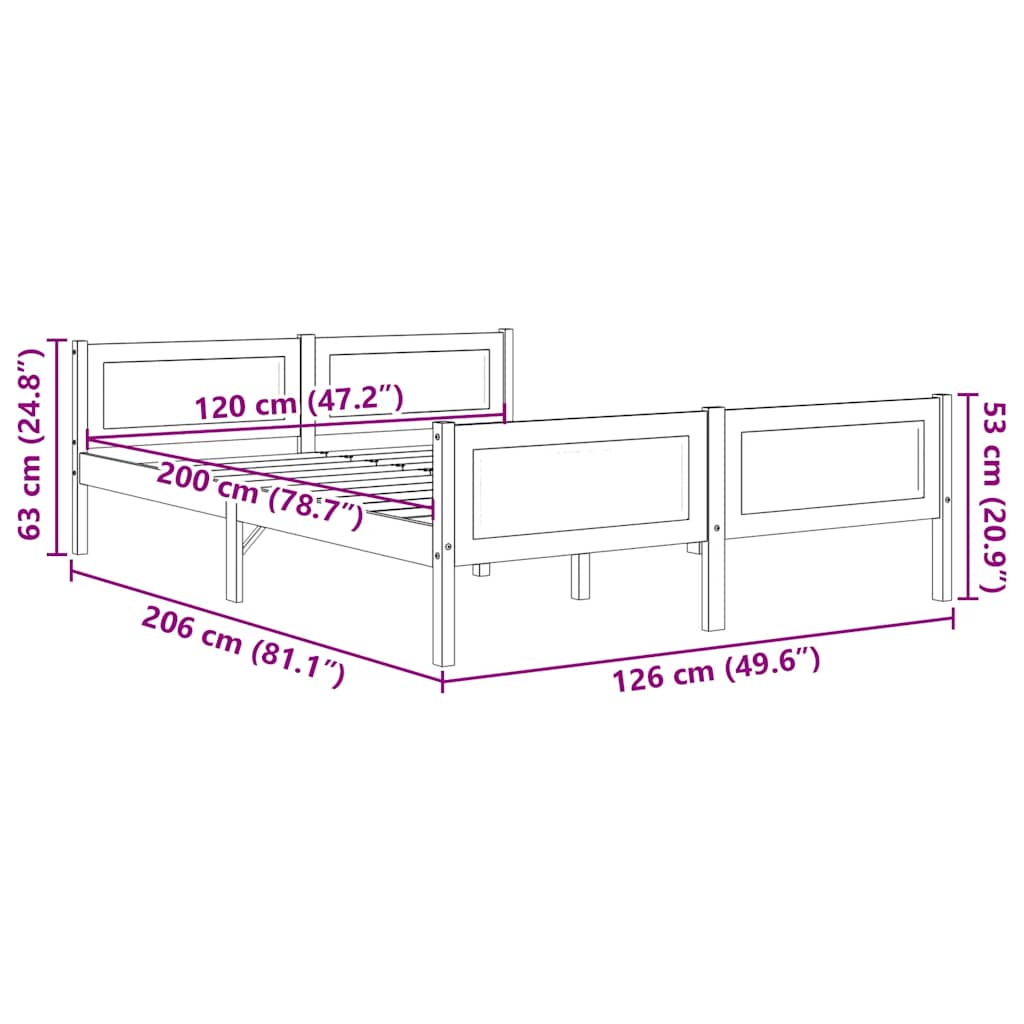 Sengeramme heltre furu 120x200 cm