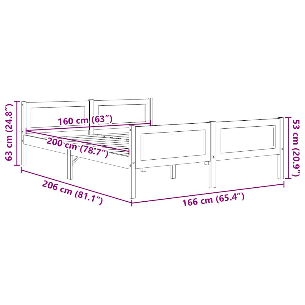 Sengeramme heltre furu 160x200 cm