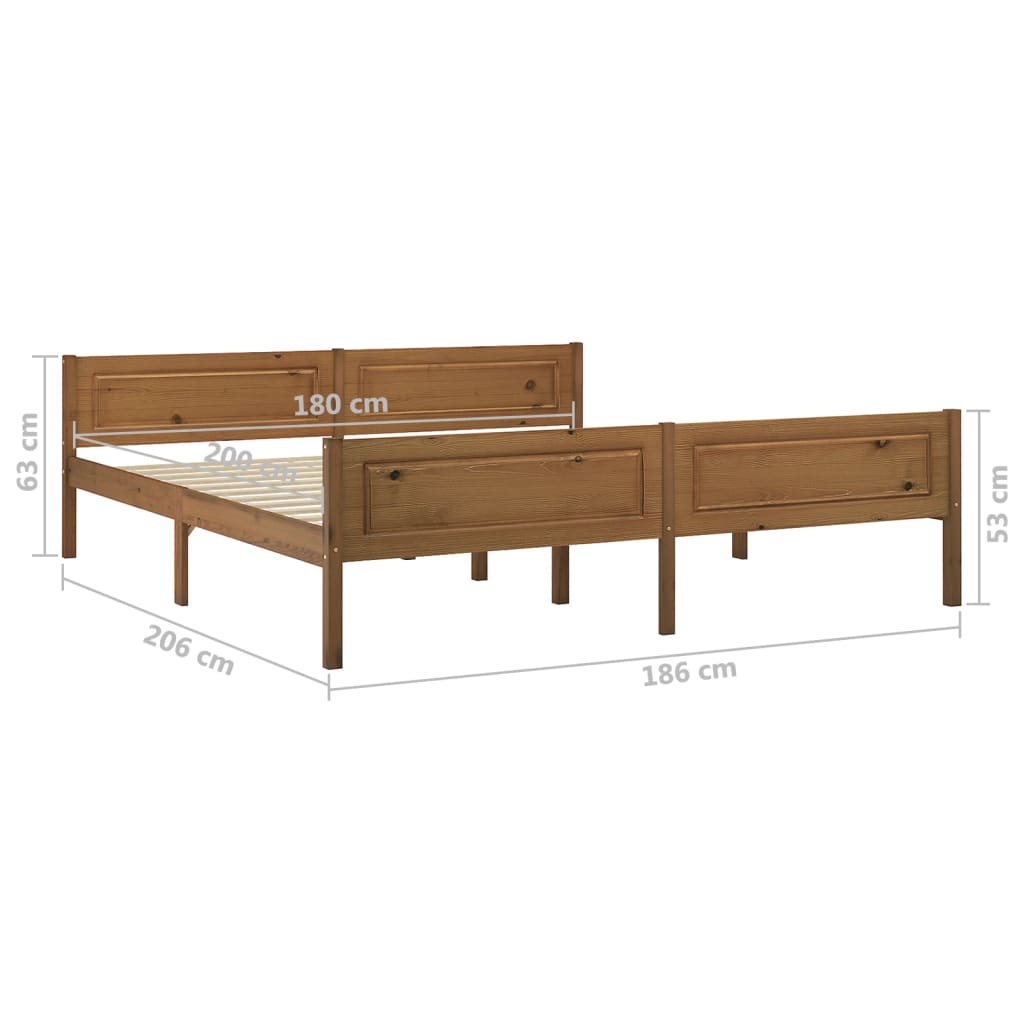 Sengeramme heltre furu honningbrun 180x200 cm