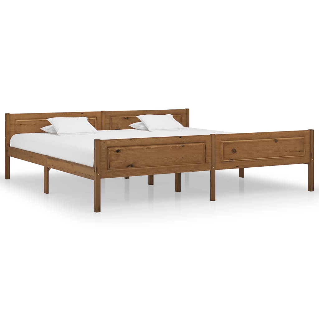 Sengeramme heltre furu honningbrun 200x200 cm
